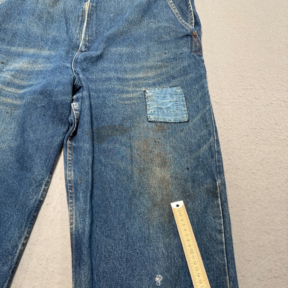 Big Bill Denim Bib Overalls Men's 48 Blue Distressed Workwear Dungarees Canada - Picture 12 of 13